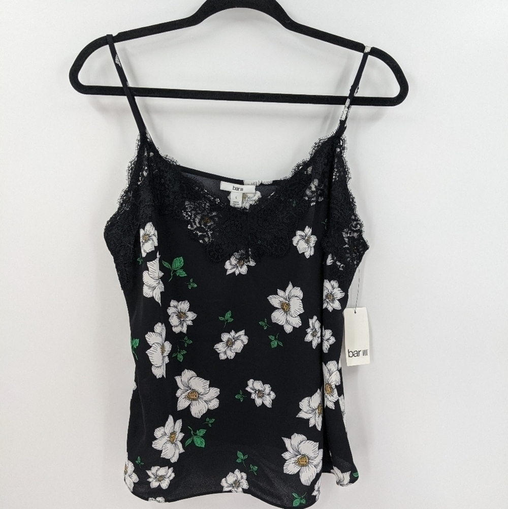 NWT BAR III Floral Lace Trim Cami Top